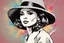 Placeholder: beautiful woman in hat in pop art style vector