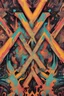 Placeholder: Ornate art deco 'X' splattered with psychedelic paint and graffiti