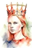 Placeholder: woman in a crown. framed portrait. . watercolor drawing