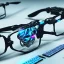 Placeholder: Futuristic Human High Tech rave glasses on a table, close shot