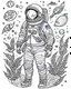 Placeholder: outline art for stoners coloring pages with A very simple and super minimal design featuring A cosmic coloring page featuring an astronaut floating in space surrounded by cannabis constellations., white background, sketch style, fully body, only use outline, cartoon style, clean line art, white background, no shadows and clear and well outlined