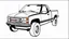 Placeholder: redraw this image of a 1991 GMC sierra with extended cab and trailering mirrors, line art with improved quality