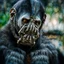 Placeholder: Cyborg Ape in a breathing device, gas mask, respirator Christopher Nolan, Dystopian, Extreme depth of field, bokeh blur, Alberta, all-natural, in the style of candid, imperfection, natural lighting, Fuji Film, Anamorphic lens