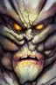 Placeholder: dnd, fantasy, watercolour, ilustration, dao, rock surface, earth elemental face, angry, greedy, powerful