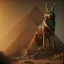 Placeholder: A portrait post-apocalypse of Jackal Egyptian God Anubis ,in the third temple, sci-fi fantasy style, volumetric lighting, particales,highly detailed,cinamatic,8k,3D,gold and black deep colours.