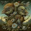 Placeholder: creatures of habit carrion flowers the afterglow of doom, surreal meander style of john Stephens and Michael Cheval, eerie, smooth, trending on Artstation, 16k, intricate detail, hypersurreal.