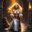 Placeholder: In a dank dungeon, lighted only by a guttering torch, three men stood about a young woman who knelt on the rush-strewn flags staring wildly up at them. She was clad only in a scanty shift; her golden hair fell in lustrous ripples about her white shoulders, and her wrists were bound behind her.