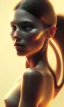 Placeholder: girl, cute, beautiful, head and shoulders portrait by Greg Rutkowski, yellow