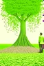 Placeholder: small man looking at big tree full of cash notes