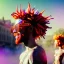 Placeholder: Ultra Realistic photo, medium shot view, drunken dancer naked woman, carnival scene, monster hair, steampunk. Red hair, confeti, Sunglasses, smile, happy, festival, gradient color fog. highly detailed, concept art, unreal engine 5, ray tracing, RTX, lumen lighting, ultra detail, volumetric lighting, 3d, finely drawn, high definition, high resolution.