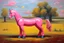 Placeholder: Big pink plastic toy horse.19th painting