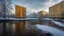 Placeholder: Severodinsk, city suburbs, apartments, snow, beautiful composition, award-winning photograph, astonishing realism