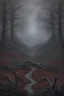 Placeholder: big zero, nothing, big fog, surreal style, dark colors, strange surreal nightmare landscape, high detail, sinister, surreal art, chillingly fascinating