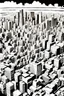 Placeholder: Tokyo city view from very above. manga style, black and white, no pattern