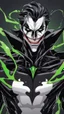 Placeholder: A very close picture to Mix between the joker and venom symbiote in solo leveling shadow art style with neon green details