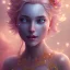 Placeholder: fairy, pink, blue, beautiful, happy smile, gold, jewels, hyperrealism, masterpiece, expert, cinematic lighting, sharp focus, 8K, pastel, macro lens, woman, detailed, flower