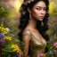 Placeholder: black skin fairy, beautiful portrait, flowery landscape