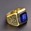 Placeholder: sapphire signet ring with braided gold and tungsten, highly ornate, breathtaking, nordic ring, viking ring, engraved carved band, runes, men's jewellery