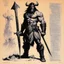 Placeholder: ConceptSheet [by Bruce Pennington]: barbarian and his axe with AD&D statistics