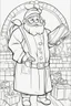 Placeholder: coloring page for kids, Santa Claus, cartoon style, thick lines, low details, no shading