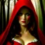 Placeholder: portrait of beautiful busty Red Riding Hood painting by Brom, oil on canvas, cinematic composition, extreme detail,cinematic composition,fit full head inside picture