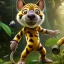 Placeholder: Marsupilami comic figure , photorealistic picture, unreal engine 5, lifelike, high detail intricate, jungle background, realistic proportions