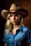 Placeholder: **Beautiful model facing the camera to be able to see the blank t-shirt, a remake of a Guess Jeans ad. Vintage color, Vouluptious and flirtatious blonde female with full pouty lips, close-up wearing a blank t-shirt, cowboy hat, jean shorts and cowboy boots. A bohemian attitude. --ar 9:12 --v 5.2** - Image #3 <@1075242296649469982>