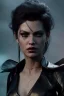 Placeholder: sophia lorenevil queen in black leather, angry, stern look, volumetric lighting, particales,highly detailed,cinematic, deep colours,8