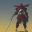 Placeholder: dark paladin with red stipes on armor