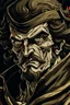 Placeholder: Portrait of the villain Krahador, from One Piece manga, Caravaggio style