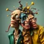 Placeholder: The oddest and funniest coagulation and mixture of friends, glossy finish, details very accentuated, stunning style, oniric, Max Ernst, hyperphotography, blatant, gross, caricature, very funny