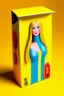 Placeholder: empty yellow and blue barbie doll box