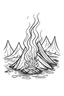 Placeholder: campfire minimalistic, line art, background, vector, svg, coloring page, black outline on white background