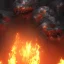 Placeholder: **Cerberus, character-design, fire pouring from each mouth, full body, fiery dark skies in the underworld with Hades in the background, 8k, highly detailed, hyperreal, octane render, hdr, dark, sparkling lights, Cinematography lighting, mysterious, glister, surrealism, campbell white, 8K