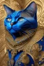 Placeholder: cat, blue and gold tones, insanely detailed and intricate, hypermaximalist, elegant, ornate, hyper realistic, super detailed, by Pyke Koch