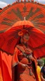 Placeholder: A dark orange parasol themed festival designed in Kuna molas