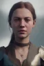 Placeholder: Hannah Hoekstra face, aloy clothes, portrait busty and face, light effects, particles, explosion fire,