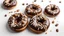 Placeholder: peanut chocolate donuts, isolated on white background