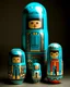 Placeholder: A cyan chromatic desert designed in Matryoshka dolls painted by Stuart Davis