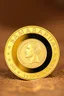 Placeholder: view of the word, SamarrraiAI 2024, on a golden coin ,with picture of , man head in the middle of the coin