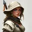 Placeholder: a pretty middle-aged woman, medieval, fantasy, mercenary, digital art, stylised