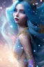 Placeholder: woman glitter blue fairy in a galactic ambiance, long blue hair, detailed gorgeous smile, delicate colors in the foreground, full of details, smooth, light effect，vaporwave colorful, smooth, extremely sharp detail, finely tuned detail, ultra high definition, 8 k, unreal engine 5, ultra sharp