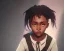 Placeholder: Portrait of a black 10 year old kid witch girl with big lips by Nick Harris