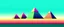 Placeholder: great pyramids of giza flat design, not to complex, modern, 4k epic composition, flat vector art illustration, turquoise green and pink colours, long shot -- no text, fonts, letters, words, watermark --ar 5:7
