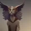 Placeholder: A cat gargoyle with goat horns and wings Nick Harris style