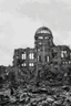 Placeholder: hiroshima dome, manga page, greyscale, big contrast