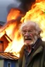 Placeholder: Ugly old man burning down a house