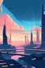 Placeholder: A Futuristic city landscape, anime style