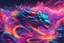 Placeholder: Dragon in a vibrant synthwave dreamscape, neon chaos swirling energetically around pixelated forms, a dynamic fusion of retro gaming nostalgia and futuristic abstraction