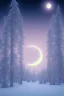 Placeholder: 1980's aesthetic vaporwave palm trees with lighting with moon in the winter snow